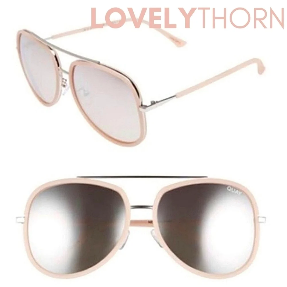 QUAY // ltd ed oversized aviators matte pink frame mirrored lenses nwot FLAW